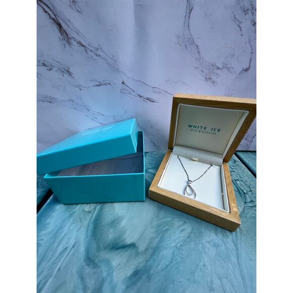 White Ice  Designer Sterling Silver & Diamonds Pendant Necklace New in Box - Picture 8 of 10